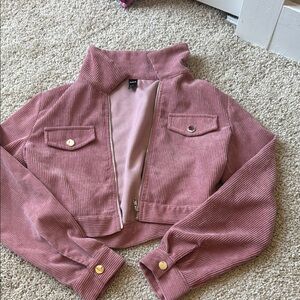 Pink Corduroy Cropped Jacket